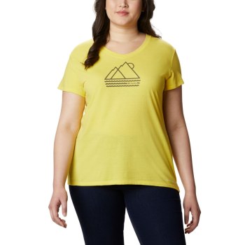 Columbia Solar Shield Graphic Plus Size, Camiseta Amarillos Para Mujer | 502684-FMT